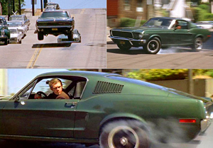 bullitt, car chase, charger, mustang