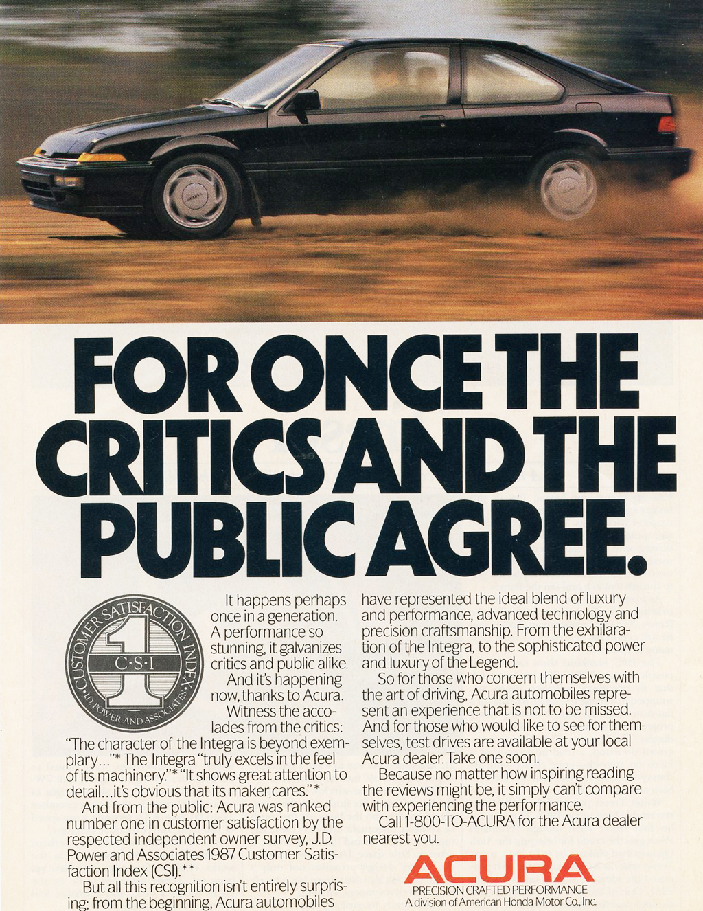 1988 Acura Legend Coupe Classic Advertisement Ad P75 