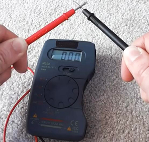 : It’s a good idea to “recalibrate” your multimeter before using by touching leads to one another until a zero ohm reading is achieved. Some advanced meters have an automatic calibration feature.
