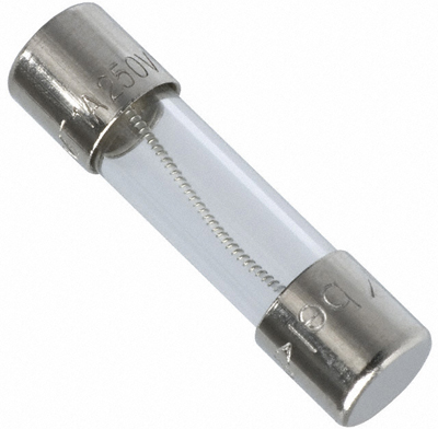 Shown in this picture is a cylindrically-shaped “glass fuse” found in some automotive applications.  Also known as “Buss fuses” after the manufacturer Buss, a conductive metal strip runs down the center and will appear unbroken to the eye if the fuse is good.