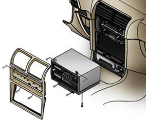 Some radios bolt directly to the vehicle console instead of to a sleeve. After removing the factory trim cover piece, a basic screwdriver or socket wrench is all you’ll need.