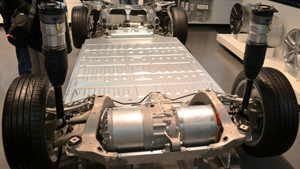 This view of a Tesla Model S shows how simple most pure electric vehicle layouts are. Here, electric motors power the rear wheels directly without a transmission.