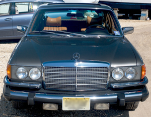 Front view of a Mercedes 300SD turbo diesel - 1979 model shown.