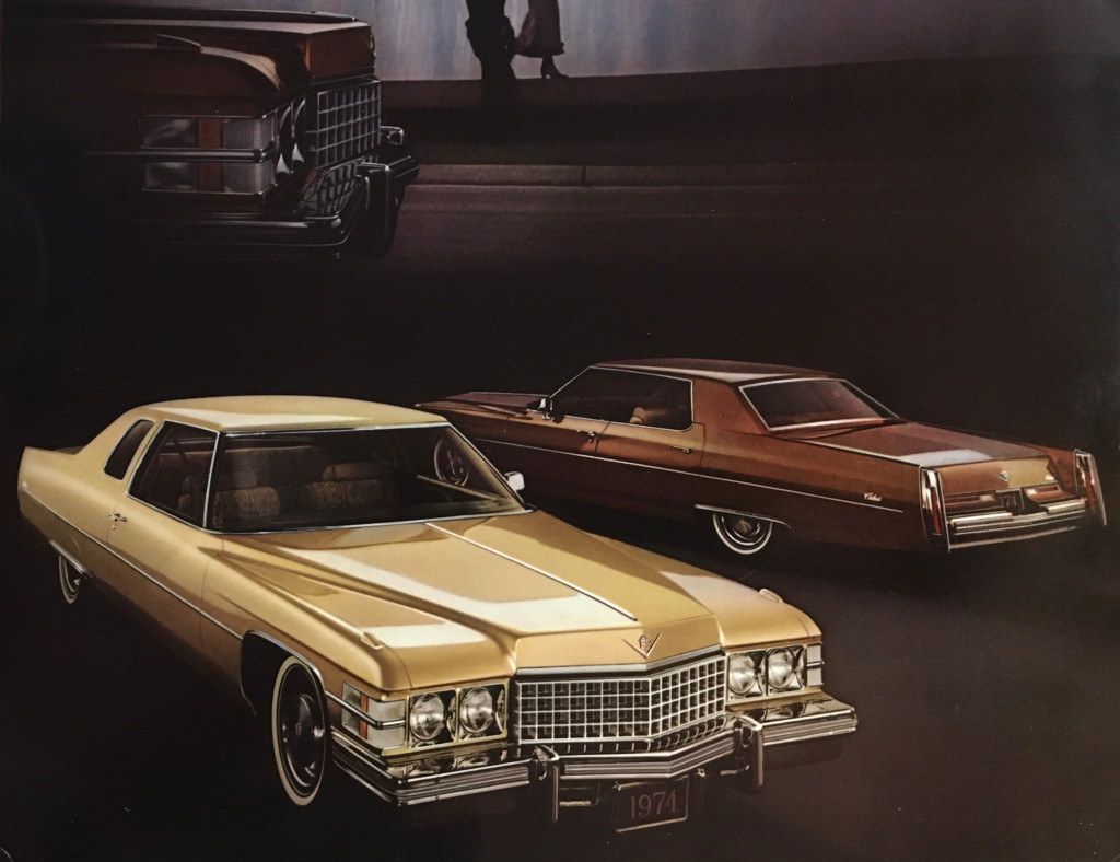 1974, cadillac, calais, base model, deville, de ville, brochure, sedan, coupe