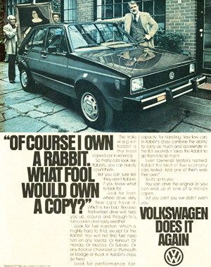 small 1980 Volkswagen Rabbit ad