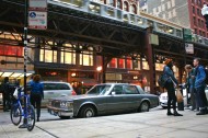 1976, cadillac, seville, elevated train, chicago, l-train