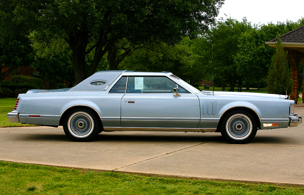 1978, lincoln, mark v, diamond jubilee, blue, side view