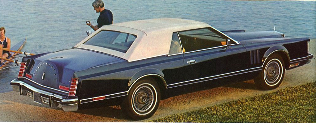 1978, Lincoln, Mark V, navy, carriage roof, fake convertible, white top