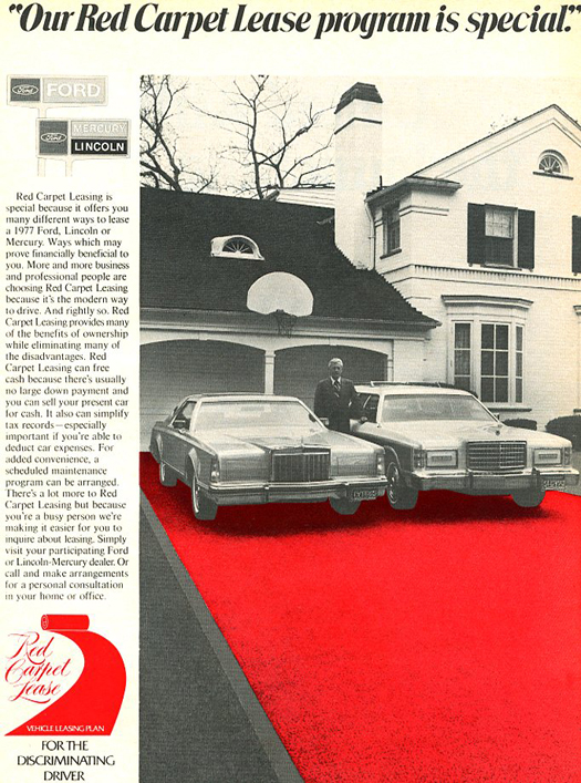 1977 Lincoln Mark V ad, lease