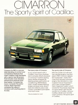 1987 cadillac cimarron ad