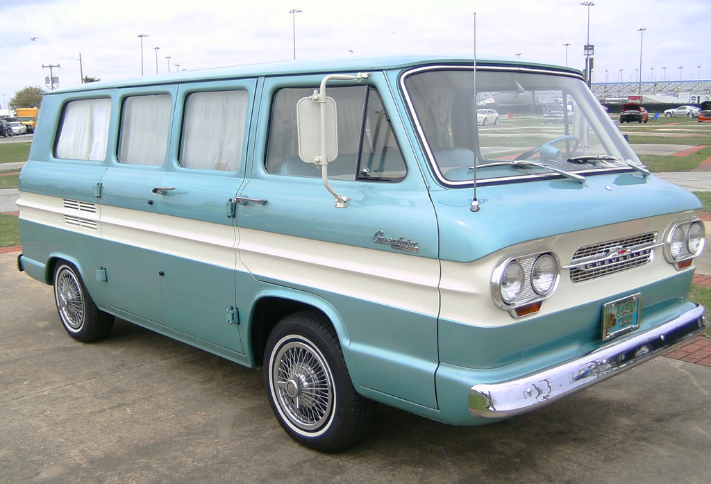 1965 Chevrolet Corvair van with 14-inch wire wheel covers