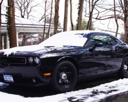 all-black Dodge Challenger police car wheels
