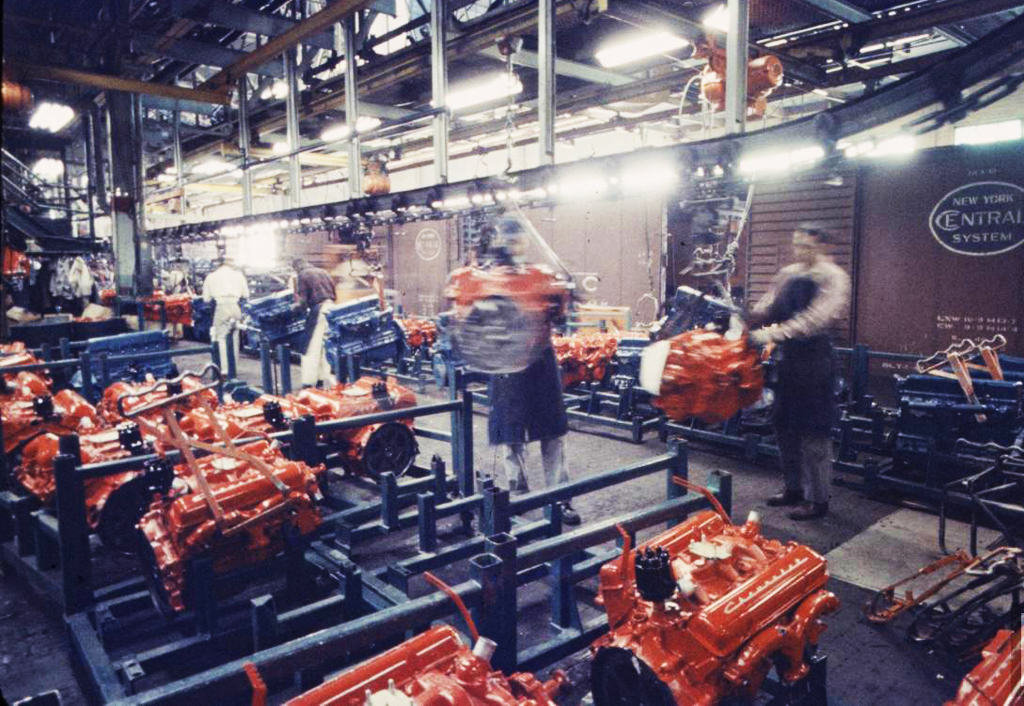 1959 Chevrolet Impala finished engines on assembly line ... 1958 chevy alternator wiring 