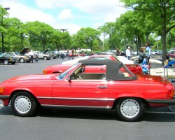 red 1988 Mercedes 560SL