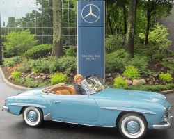 blue 1956 Mercedes 190SL