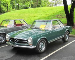 green 1966 mercedes 230sl