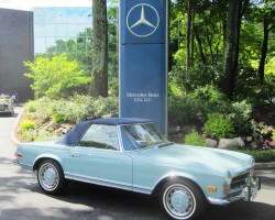 blue 1971 mercedes 280sl