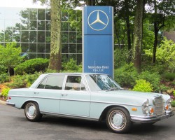 blue 1972 Mercedes 280SEL