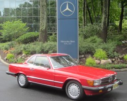 red 1987 Mercedes 560SL euro lights