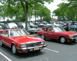 red 1988 Mercedes 560SL