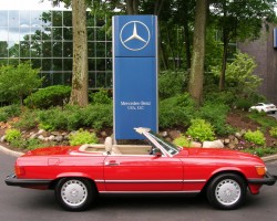 red 1988 Mercedes 560SL