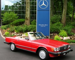 red 1988 Mercedes 560SL