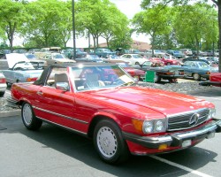 red 1988 mercedes 560SL