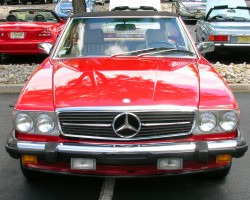 red 1988 Mercedes 560SL