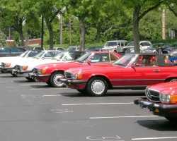 red 1988 Mercedes 560SL