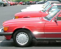 red 1988 Mercedes 560SL