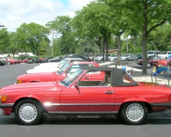 red 1988 Mercedes 560SL