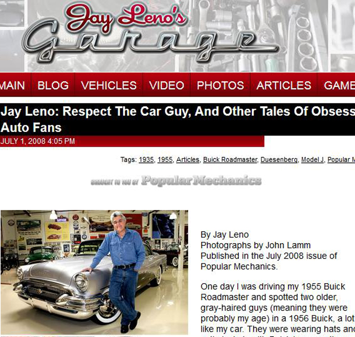 Jay Leno's Garage website