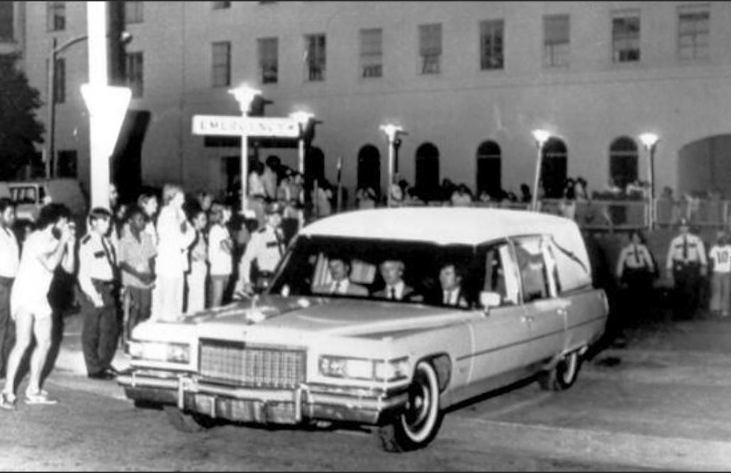 1976 Cadillac hearse carrying Elvis Presley's body