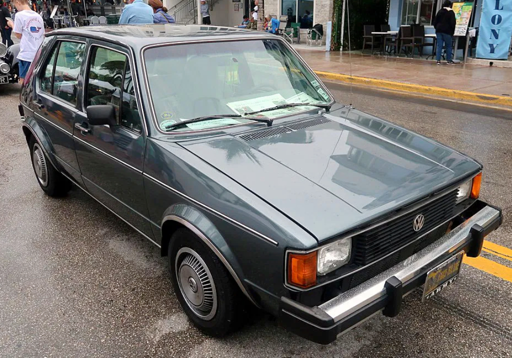 1981, VW, Volkswagen, Rabbit, fuel-injection, C, 4-door, white, turbine, wheel covers, hubcaps, Golf, Mk1, Citi Golf, ad, advertisment