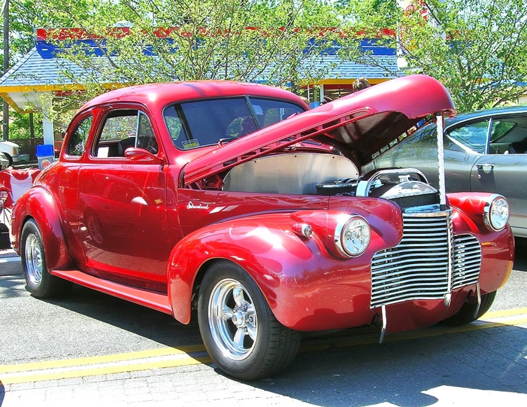A 1940 Chevrolet “Master 85 Business Coupe”, modified to street rod performance standards.
